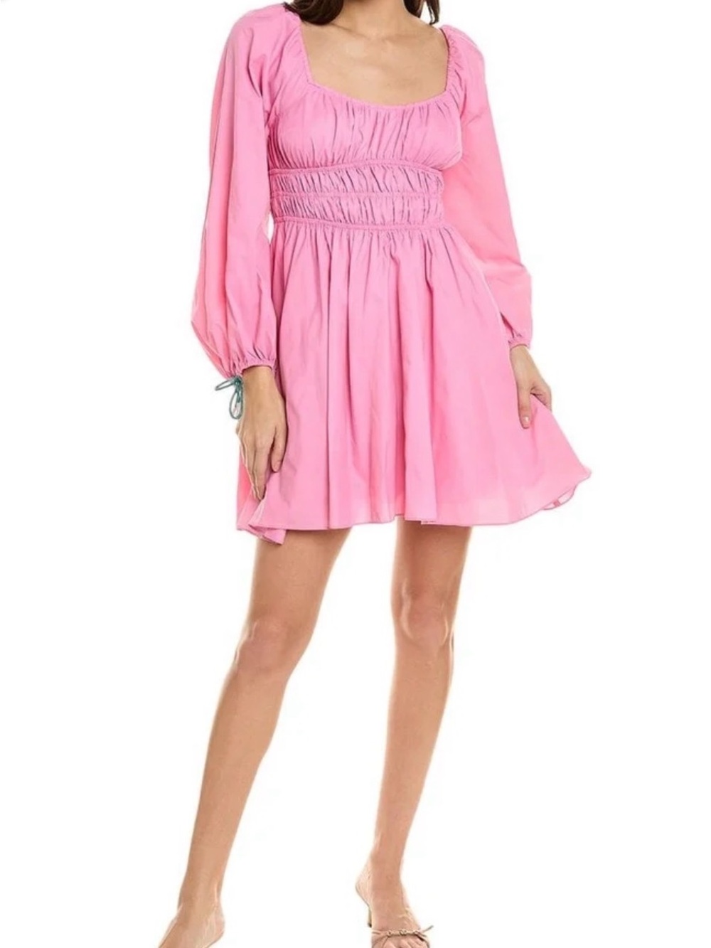 STAUD Nylon Bow Mini Dress Pink